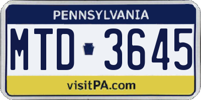 PA license plate MTD3645