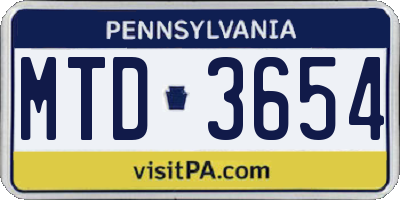 PA license plate MTD3654
