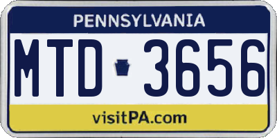 PA license plate MTD3656