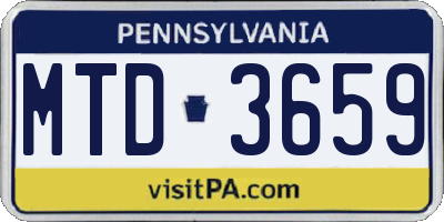 PA license plate MTD3659