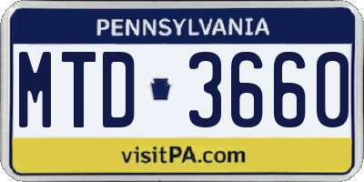 PA license plate MTD3660