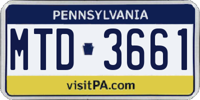 PA license plate MTD3661