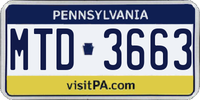 PA license plate MTD3663