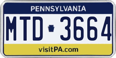 PA license plate MTD3664