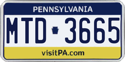PA license plate MTD3665