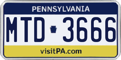 PA license plate MTD3666