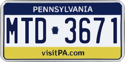 PA license plate MTD3671