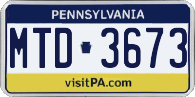 PA license plate MTD3673