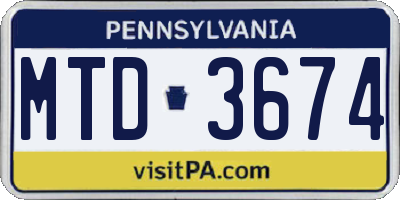 PA license plate MTD3674
