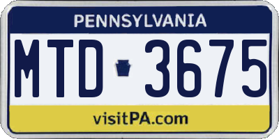 PA license plate MTD3675
