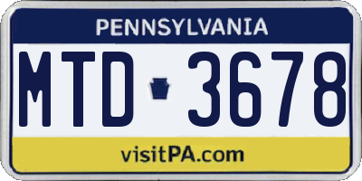 PA license plate MTD3678
