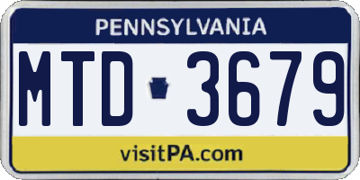 PA license plate MTD3679