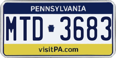 PA license plate MTD3683
