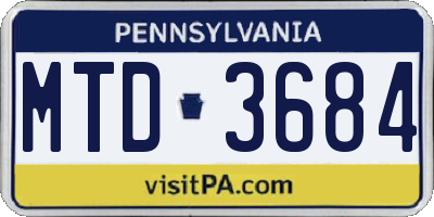 PA license plate MTD3684