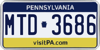 PA license plate MTD3686