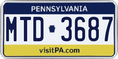 PA license plate MTD3687