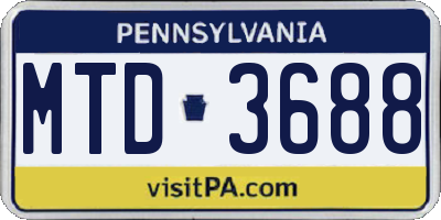 PA license plate MTD3688