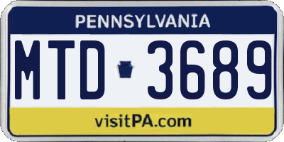 PA license plate MTD3689