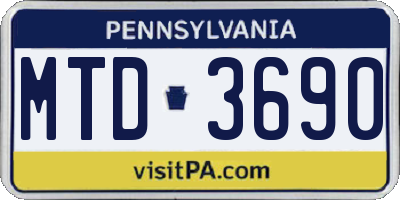 PA license plate MTD3690
