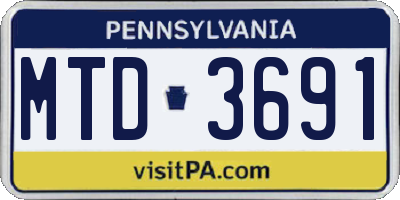 PA license plate MTD3691