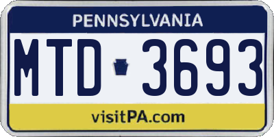 PA license plate MTD3693