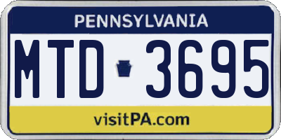 PA license plate MTD3695