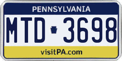 PA license plate MTD3698
