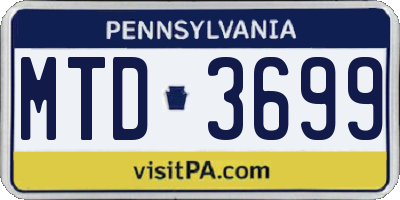 PA license plate MTD3699