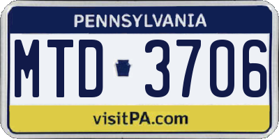 PA license plate MTD3706