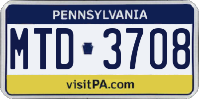 PA license plate MTD3708