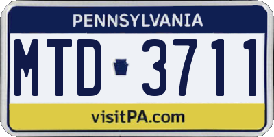 PA license plate MTD3711