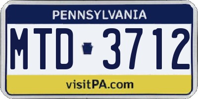 PA license plate MTD3712