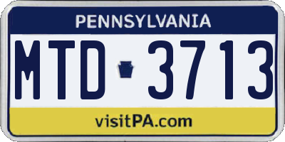 PA license plate MTD3713