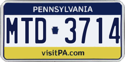 PA license plate MTD3714