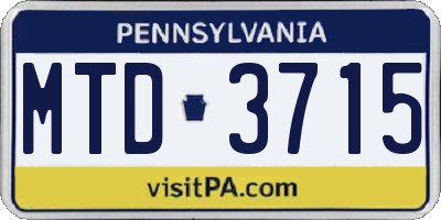 PA license plate MTD3715