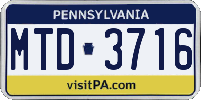 PA license plate MTD3716