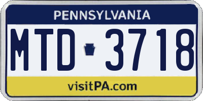 PA license plate MTD3718