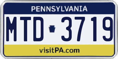 PA license plate MTD3719
