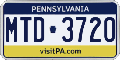 PA license plate MTD3720