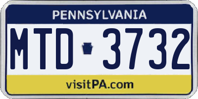 PA license plate MTD3732