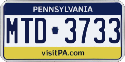 PA license plate MTD3733