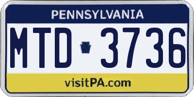 PA license plate MTD3736