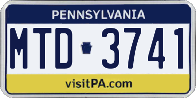 PA license plate MTD3741