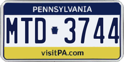 PA license plate MTD3744