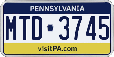 PA license plate MTD3745