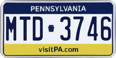 PA license plate MTD3746