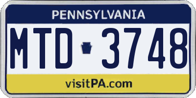 PA license plate MTD3748