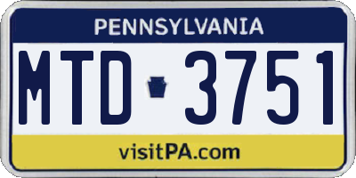 PA license plate MTD3751