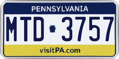 PA license plate MTD3757