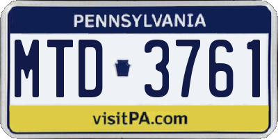 PA license plate MTD3761